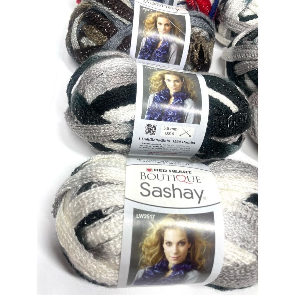 Red Heart Boutique Sashay Acrylic Metallic Ruffling Yarn 8 Rolls 3.5 oz New! - Picture 5 of 8